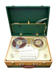 Old tape recorder isolated. Clipping path included.