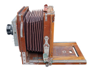 Antique wooden photo camera
