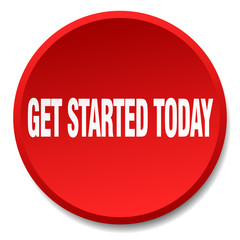 get started today red round flat isolated push button