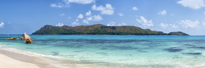 Fototapeta na wymiar panorama of curieuse island in seychelles archipelago