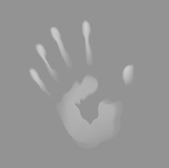 Blurred handprint on a dark background. Vector illustration.