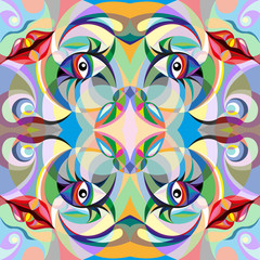Abstract portrait of woman, pattern