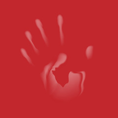 Blurred handprint on a dark background. Vector illustration.