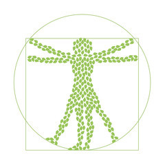 Green leafs and human silhouette