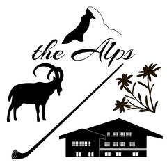The Alps flat icons.