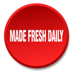 made fresh daily red round flat isolated push button