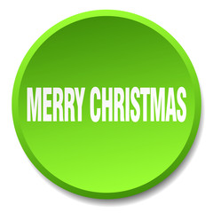 merry christmas green round flat isolated push button