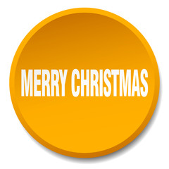 merry christmas orange round flat isolated push button