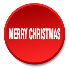 merry christmas red round flat isolated push button