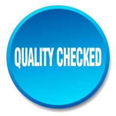 quality checked blue round flat isolated push button