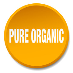 pure organic orange round flat isolated push button