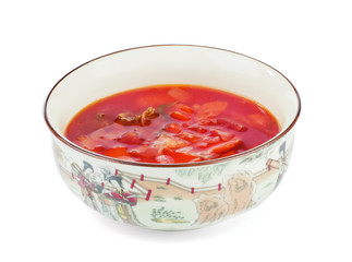 red soup on a white background