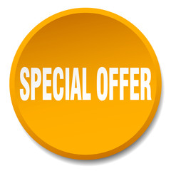 special offer orange round flat isolated push button
