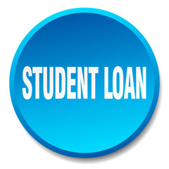 student loan blue round flat isolated push button