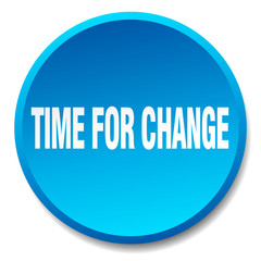 time for change blue round flat isolated push button
