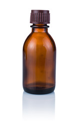 Glass bottle on a white background.