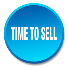 time to sell blue round flat isolated push button