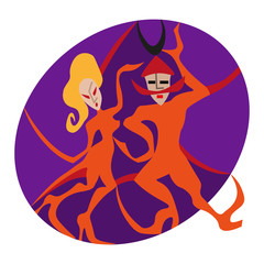 Beautiful couple in passionate dance.