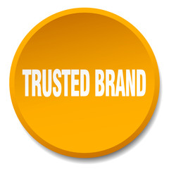 trusted brand orange round flat isolated push button
