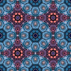 Seamless pattern with Mandalas. Vector ornaments, background