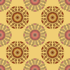 Seamless pattern with beautiful Mandalas. Vector illustration
