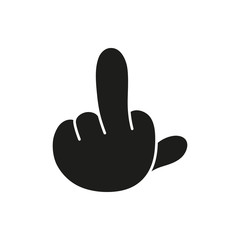 hand showing middle finger up. fuck you or fuck off. simple black minimal icon on white background