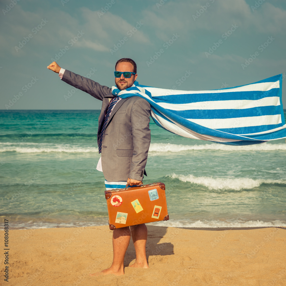 Canvas Prints Funny businessman on the beach