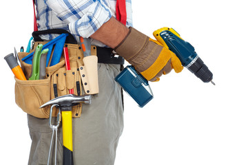 Builder handyman with drill.