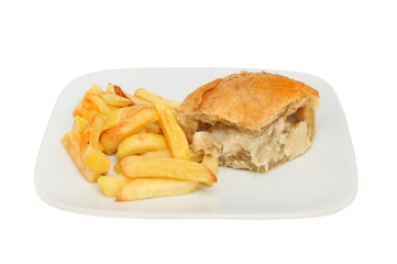 Chicken pie and chips