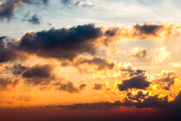 colorful dramatic sky with cloud at sunset