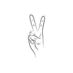 Obraz premium Victory Hand Sign Outline Vector