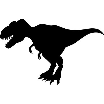 Dinosaur. Raptor tyrannosaurus vector black silhouette 