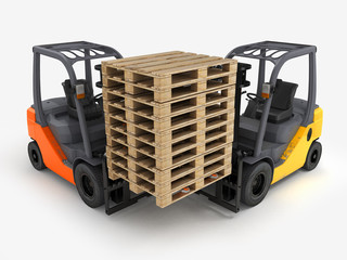 Forklift loader isolated on white.3D illustration.