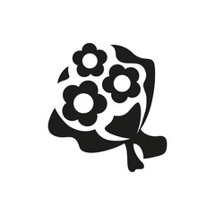 simple black bouquet of flowers icon on white background