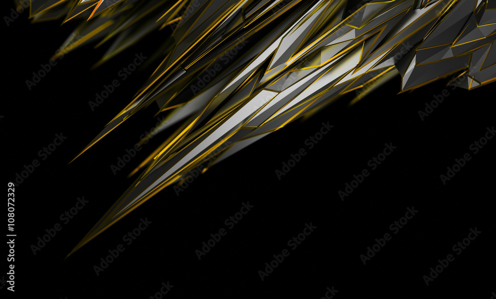Poster abstract 3d rendering of chaotic surface. background with futuristic polygonal shape. noisy low poly