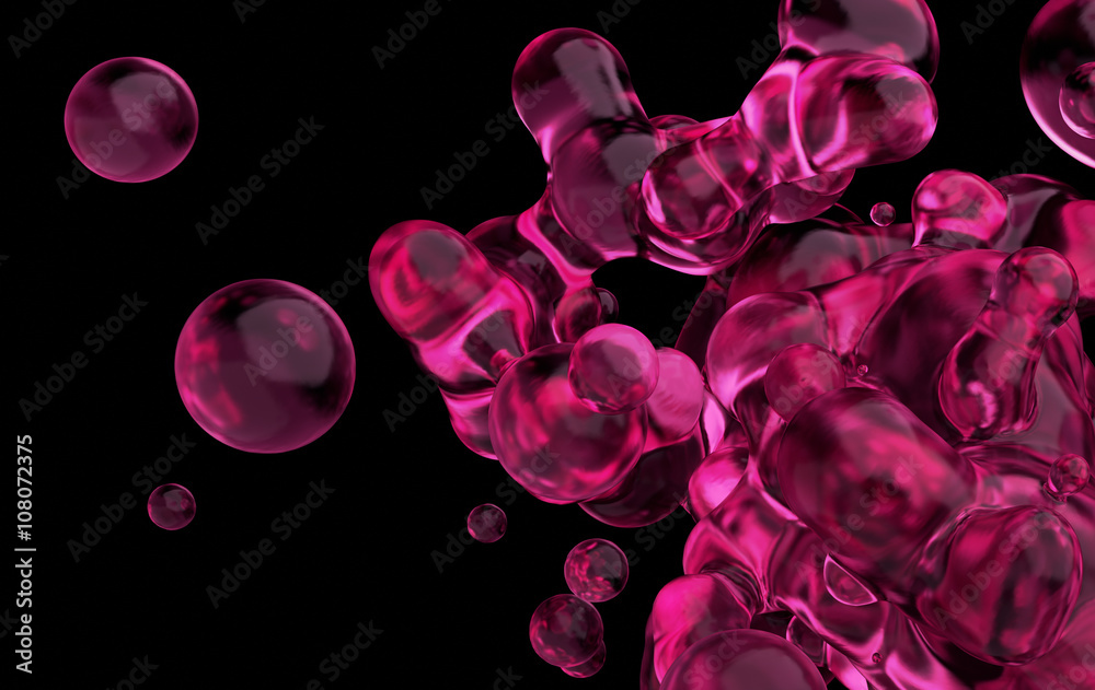 Poster abstract 3d rendering of chaotic liquid in empty space. background with dynamic fluid splash. design