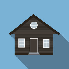 Flat House Icon with Long Shadow Vector Illustration