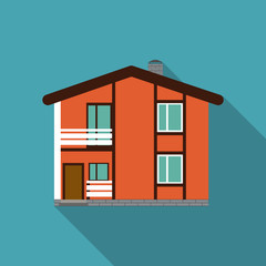 Flat House Icon with Long Shadow Vector Illustration