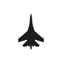 simple black Military aircraft icon on white background