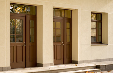 Fototapeta na wymiar Doors and window in modern building.