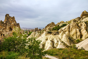 Mountain landscape, Goreme, Cappadocia, Turkey. Open air museum