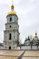 Fototapeta na wymiar Kiev, Ukraine. Bell tower, Saint Sophia Monastery Cathedral
