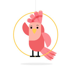 Pink Parrot sitting in a ring