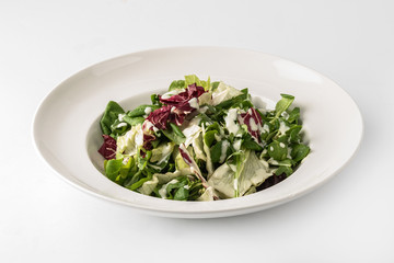 Fresh salad wtih red cabbage and yogurt