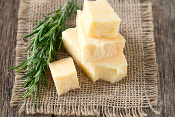 parmesan chees on wooden surface