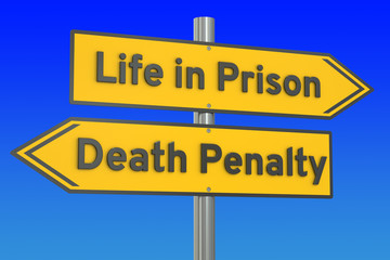 life in prison or death penalty concept, 3D rendering