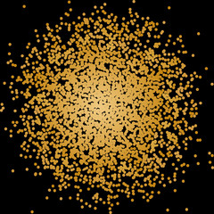 Scattering golden dots. Glittering texture background. Vector illustration