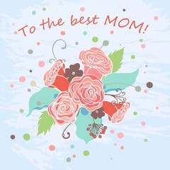 Happy Mothers Day floral greeting card. Vector illustrator.