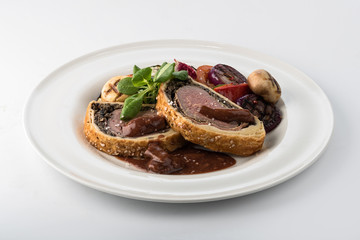 Beef Wellngton with vegetables