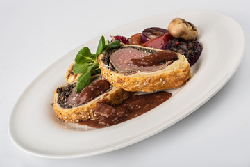 Beef Wellngton with vegetables